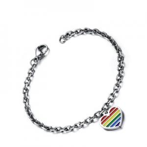 PB-005 Stainless steel link chain rainbow bracelet